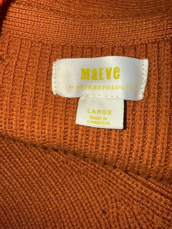 Anthropologie Maeve Rust Orange Ribbed Knit Sweater - Picture 5 of 5